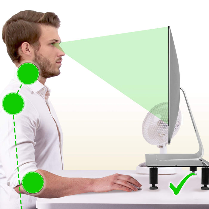 Duronic DM052-2 Supporto monitor scrivania dimensioni 56 x 24 cm - Supporto da tavolo regolabile per monitor e Laptop - Vetro temperato nero - Capacità 20kg - Mensola ergonomica per scrivania