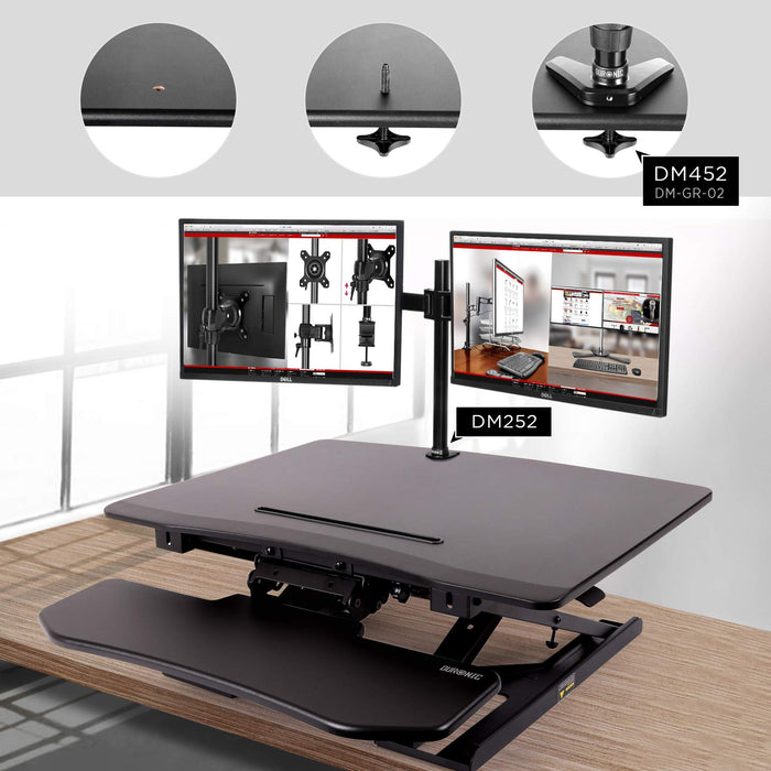 Duronic DM05D6 BK Postazione da lavoro per computer con ampia piattaforma 80 cm scrivania ufficio per pc monitor tastiera  altezza regolabile da 11 a 43 cm  compatibile con supporti monitor