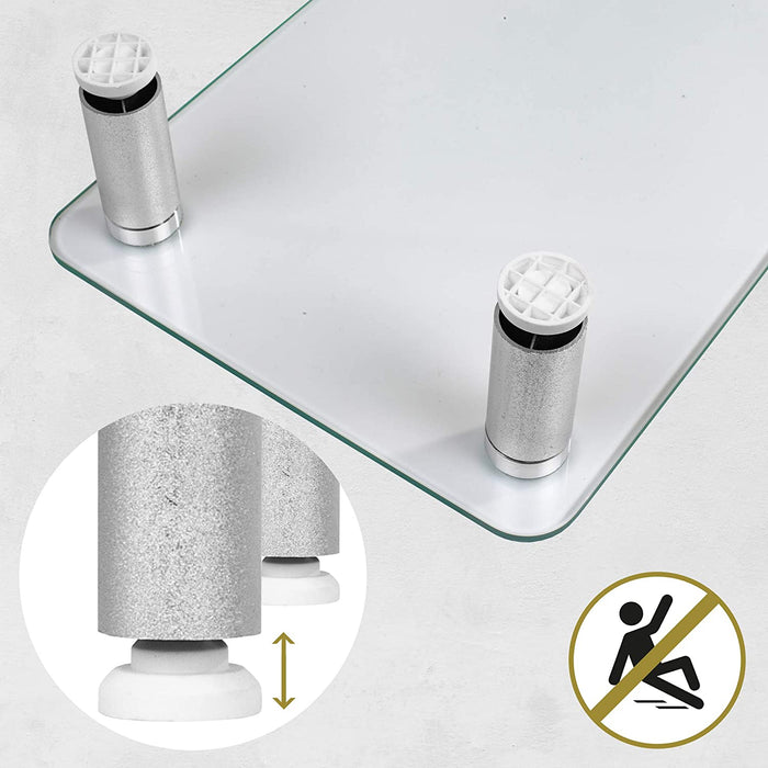 Duronic DM052-1 Supporto monitor scrivania dimensioni 56 x 24 cm - Supporto da tavolo regolabile per monitor e Laptop - Vetro temperato - Capacità 20kg - Mensola ergonomica per scrivania