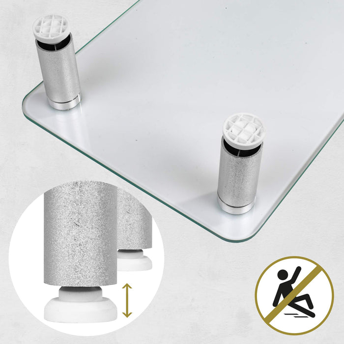 Duronic DM052-3 Supporto monitor scrivania dimensioni 70 x 24 cm - Supporto da tavolo regolabile per monitor e Laptop - Vetro temperato - Capacità 20kg - Mensola ergonomica per scrivania