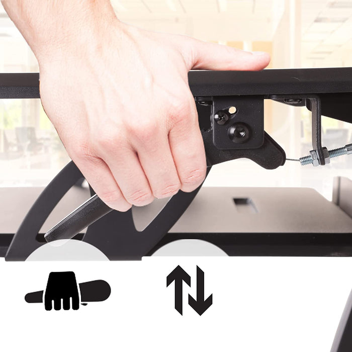 Duronic DM05D21 BK Postazione Lavoro  Altezza regolabile 13-49cm - Ampia Piattaforma 90-52cm - Portata 13kg  Scrivania ergonomica per Lavorare in Piedi con Supporto per Tastiera