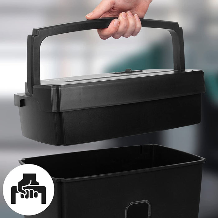 Duronic PS657 Distruggidocumenti | 5 x A4 Capacità 15 L | Taglio incrociato elettrico 170 W | Per casa e ufficio | Distruggi documenti per scrivania | Cestino rimovibile