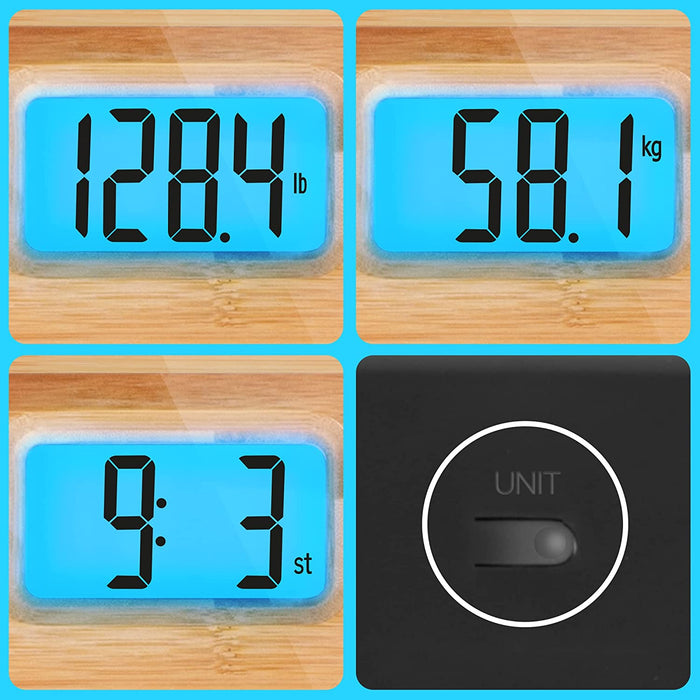 Duronic BS504 Bilancia pesapersone Digitale in Bambù | Capacità 180kg | Bilancia Digitale con Schermo LCD grande retroilluminato | Ecologico | Bilancia ad Alta precisione con Tecnologia Step-on