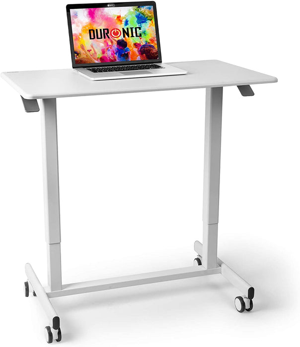 Duronic TM03T Scrivania regolabile | Scrivania ergonomica bianca | Superficie 88x50 cm | Altezza regolabile 73-107 cm | Capacità 15 kg |Tavolo da ufficio multiuso con ruote | Per adulti e bambini