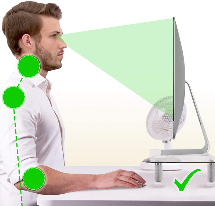 Duronic DM052-1 Supporto monitor scrivania dimensioni 56 x 24 cm - Supporto da tavolo regolabile per monitor e Laptop - Vetro temperato - Capacità 20kg - Mensola ergonomica per scrivania