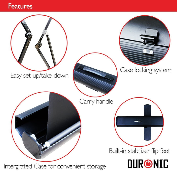 Duronic FPS100 /43 schermo di proiezione 100 formato 4:3 / 203 X 152 cm - telo proiettore retrattile auto-portante per videoproiettore Full HD 3D 4K - Home cinema home theater ufficio