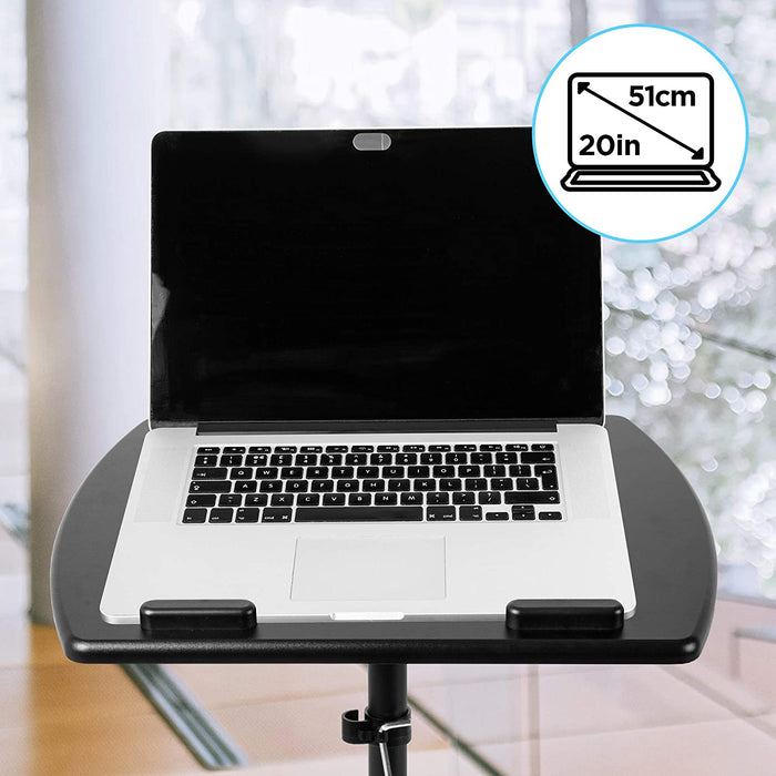 Duronic WPS27 Supporto per proiettore e scrivania ergonomica | Altezza e inclinazione regolabile | Piattaforma 50x40 cm | Capacità 10 kg | Tavolo multiuso su ruote | Scrivania portatile per laptop