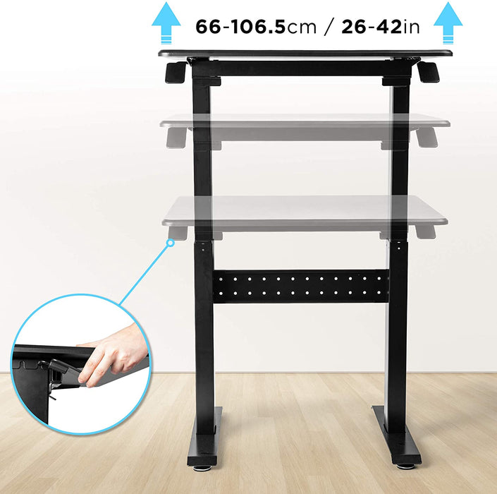 Duronic TM04F Scrivania regolabile | Scrivania ergonomica nera | Superficie 71x56 cm | Altezza regolabile 72-114 cm | Capacità 15 kg |Tavolo multiuso per case e ufficio | Ideale per adulti e bambini