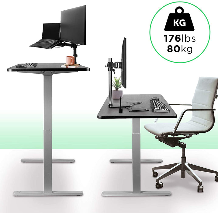 Duronic TM12 GY Telaio per scrivania elettrico - Altezza regolabile 71 - 116 cm - Postazione di lavoro ergonomica  Funzione memoria - 2 Livelli - Meccanismo singolo di sollevamento - Argento
