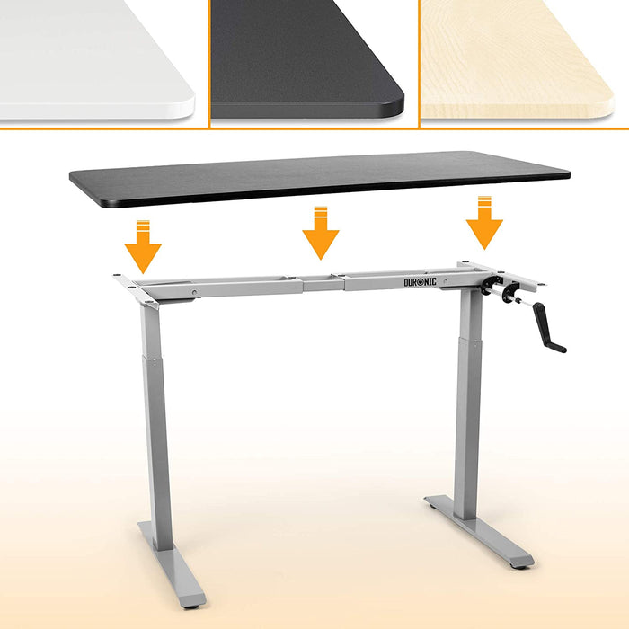 Duronic TM00 GY Telaio per scrivania - Altezza regolabile 71 - 116 cm manuale - Postazione di lavoro ergonomica - 2 Livelli - Robusta e personalizzabile  Argento