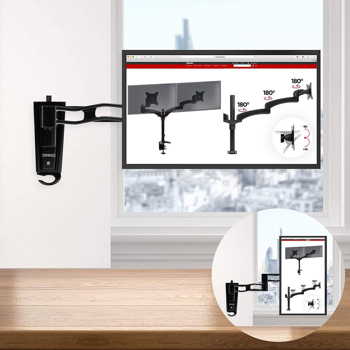 Duronic DM35W1X3 Supporto monitor da parete | Per schermi da 13 a 30 pollici | Inclinazione regolabile | Capacità 20 kg |VESA 70 100 | Supporto ergonomico murale | Con ganci gestione cavi | Universale