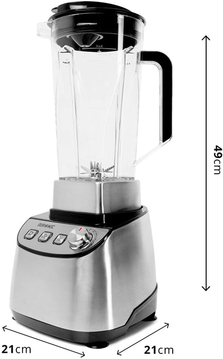 Duronic BL1510 Frullatore elettrico 1500W con caraffa in tritan 2L e 6 lame | 3 Funzioni e velocità variabile | Blender con funzione tritaghiaccio | Mixer potente per Smoothie Frullati Granite
