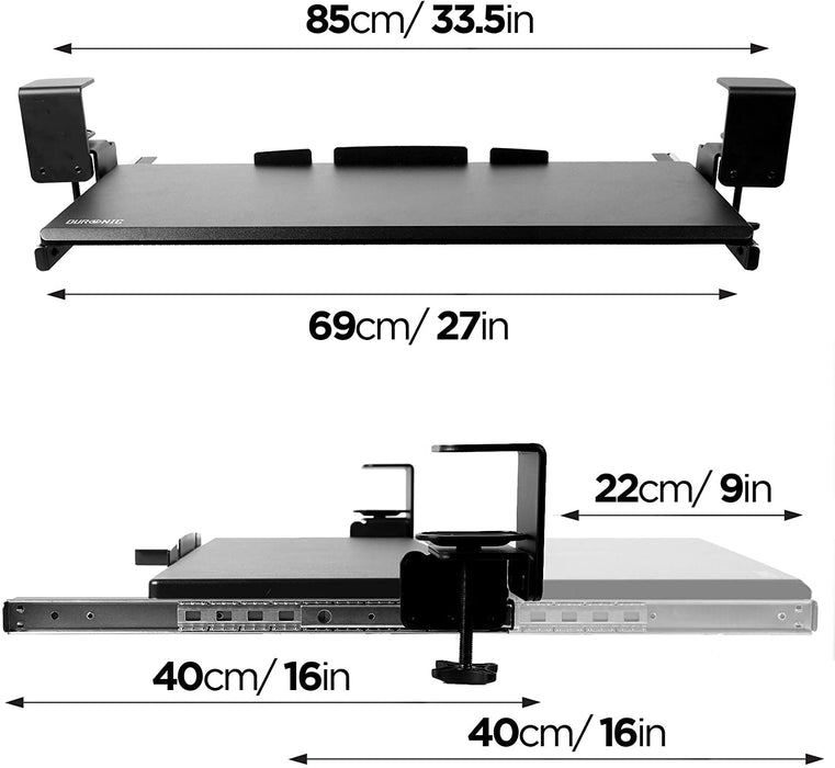Duronic DKTPX1 Supporto scorrevole per tastiera e mouse / laptop / documenti  Consente di aggiungere un supporto tastiera sotto il tavolo  Costruzione robusta e duratura