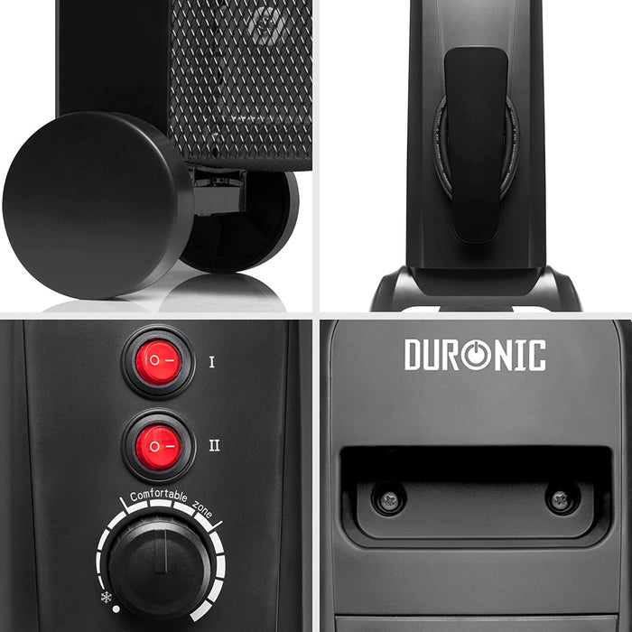 Duronic HV101 Stufa elettrica con pannelli in mica 2500 W  Termoconvettore con termostato integrato  3 funzioni di riscaldamento - Riscaldatore Micatermico a basso consumo - Riscaldamento rapido