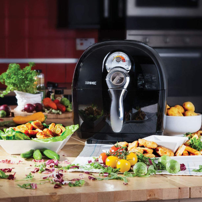 Duronic AF1 BK Friggitrice ad Aria 1500 W | Robot da cucina multifunzionale 4.5 L | Friggitrice senza olio | Fornetto elettrico ideale per friggere grigliare arrostire e cottura al forno