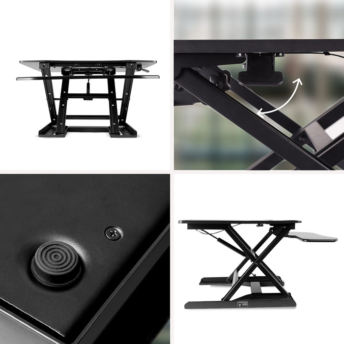 Duronic DM05D6 BK Postazione da lavoro per computer con ampia piattaforma 80 cm scrivania ufficio per pc monitor tastiera  altezza regolabile da 11 a 43 cm  compatibile con supporti monitor