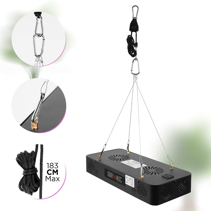 Duronic GLH60 Lampada da coltivazione a sospensione - Lampada per piante indoor 600 W - Lampada a spettro completo 60x LED: bianco, rosso e blu - 2 modalità: Veg & Bloom