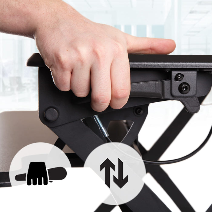 Duronic DM05D23 BK Postazione da Lavoro per Computer  Ampia piattaforma 90 x 57 cm  Altezza regolabile 15 a 59 cm  Scrivania regolabile per Monitor, tastiera, Laptop