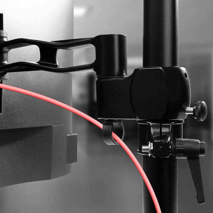 Duronic DM353 BK Braccio per 3 monitor da 13 a 22 pollici | Supporto schermi doppio | Inclinazione e altezza regolabile | VESA 75 100 | Supporto monitor ergonomico doppio articolato per PC nero