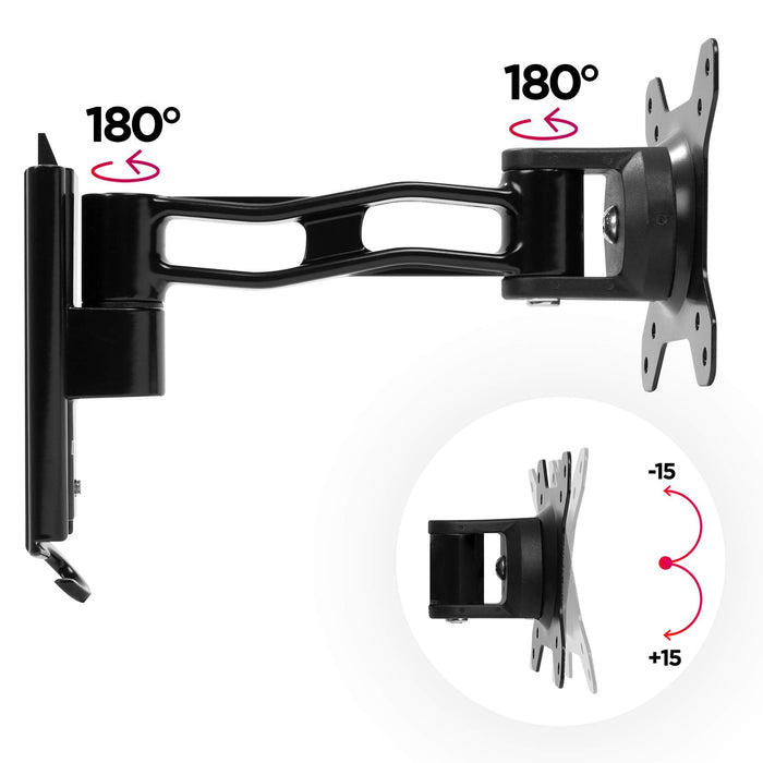 Duronic DM35W1X2 Supporto monitor da parete | Per schermi da 13 a 30 pollici | Inclinazione regolabile | Capacità 20 kg |VESA 70 100 | Supporto ergonomico murale | Con ganci gestione cavi | Universale