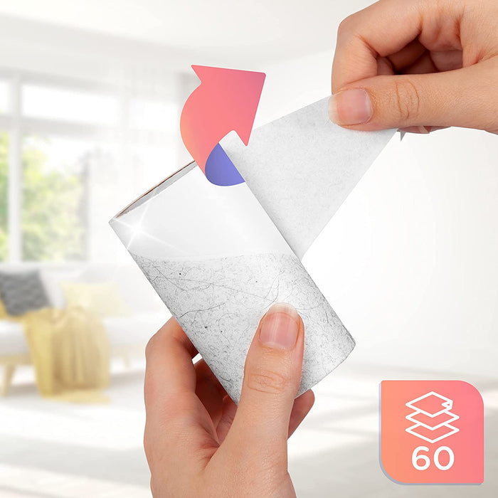 Duronico ROLL1X2 Rullo levapelucchi con 2 ricariche | 120 strappi extra adesivi | Lint remover per abbigliamento | Rullo adesivo per peli di animali | Rulli per lanugine e pelucchi