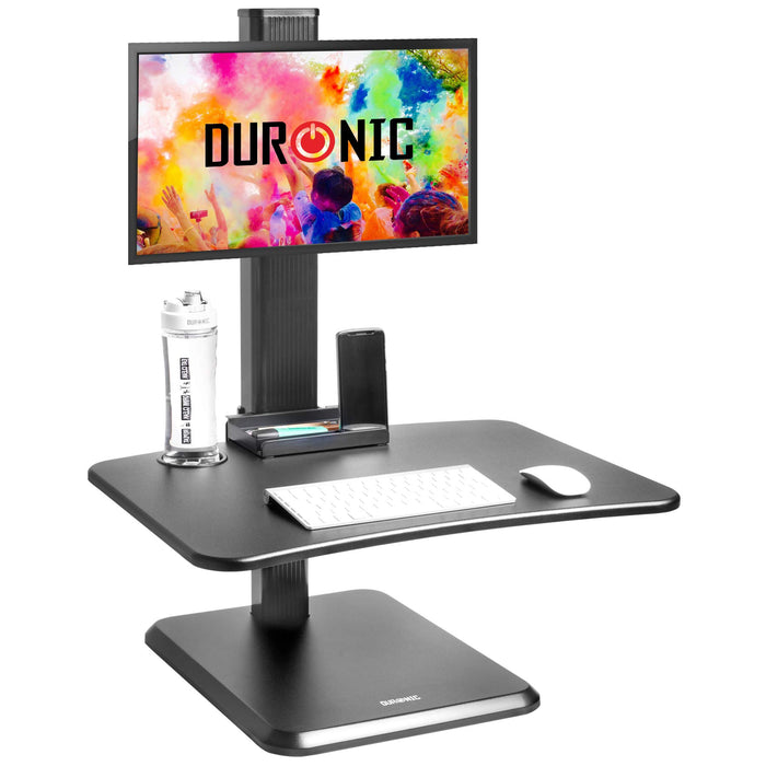 Duronic DM05D14 BKPostazione da lavoro per computer con ampia piattaforma 65 cm scrivania ufficio per pc monitor tastiera altezza regolabile da 72 a 116 cm