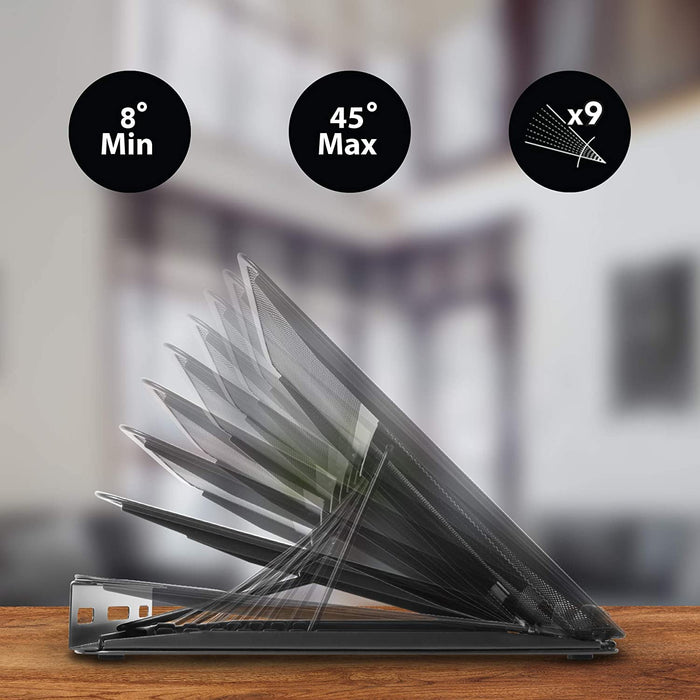 Duronic DM074 Supporto per notebook | 9 Impostazioni di altezza | Capacità 10 kg | Dimensioni 37cm x 24 cm | Piattaforma per Laptop Tablet Libri e Spartiti | Ergonomico e ventilato | Universale