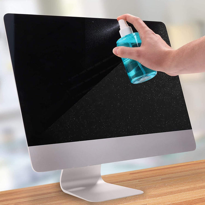 Duronic SCK102 Kit di pulizia - 2 Flaconi da 200ml con panno in microfibra - Detergente liquido PH neutro per monitor TV PC smartphone - Non lascia aloni o macchie