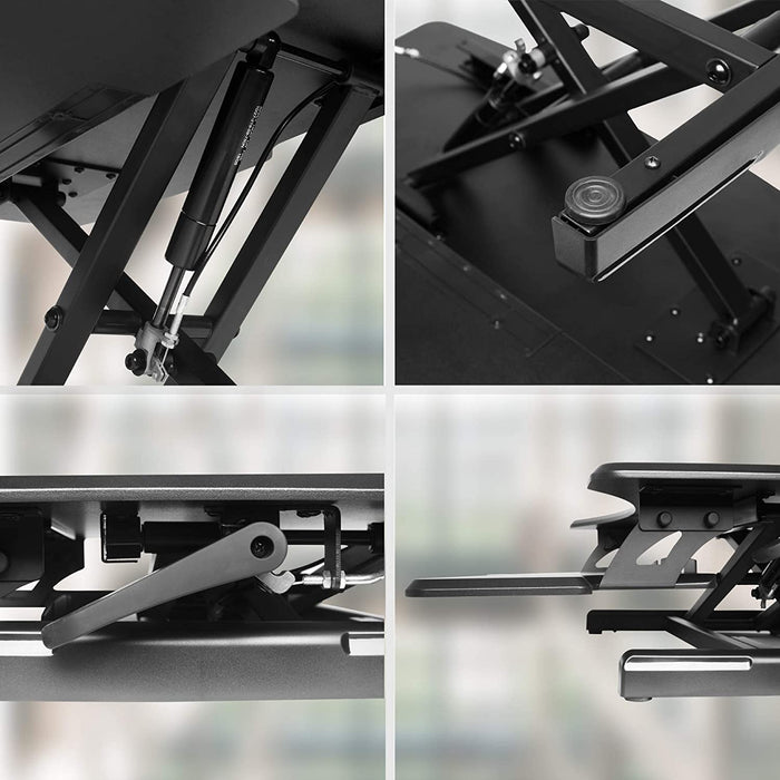 Duronic DM05D16 BK Postazione Lavoro  Altezza regolabile 12-43cm - Ampia Piattaforma 76-49cm - Portata 10kg  Scrivania ergonomica per Lavorare in Piedi con Supporto per Tastiera