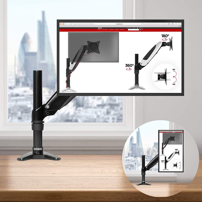 Duronic DM551X1 BK Braccio per un monitor da 15 a 27 pollici | Supporto per schermo singolo | Inclinabile e altezza facilmente regolabile | VESA 75 100 | Supporto monitor PC ergonomico con morsetto