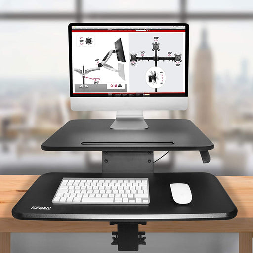 Duronic DM05D13 Postazione da lavoro per computer con ampia piattaforma 64 cm scrivania ufficio per pc monitor tastiera – altezza regolabile da 12 a 40 cm – fissaggio a morsetto