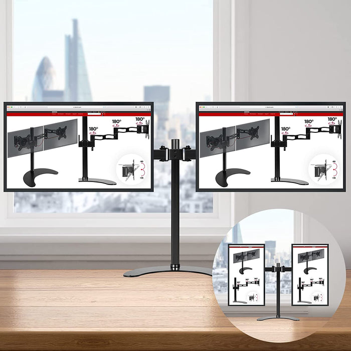 Duronic DM15D2 BK Supporto monitor da scrivania Supporto con piedistallo per 2 monitor 13-27 Altezza regolabile Adatto a monitor fino a 8 kg - VESA 75/100