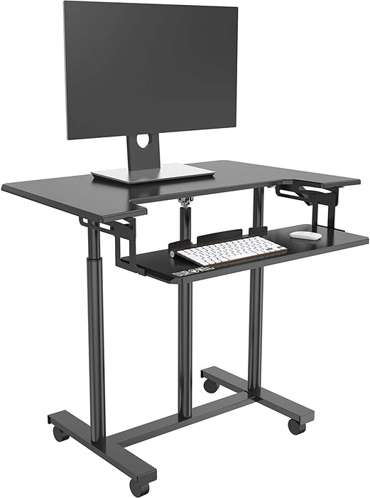 Duronic DM03ST1 BK Postazione di Lavoro  Postazione di Lavoro Portatile - Per Monitor e Notebook con Supporto per Tastiera  Altezza Regolabile 77 - 119.5 cm  Compatibile con Supporti monito Duronic