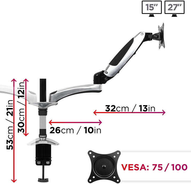 Duronic DM652 BK Supporto Monitor doppio per 2 schermi da 15-27 pollici, Braccio monitor PC ergonomico fino 8kg, VESA 75/100mm, regolabile altezza inclinazione girevole, per ufficio casa scuola, nero