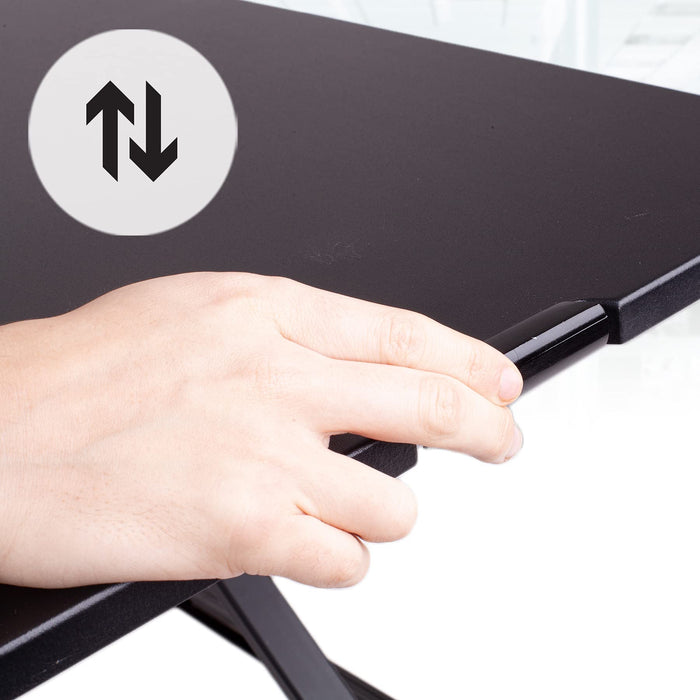 Duronic DM05D24 BK Postazione da Lavoro per Computer  Ampia piattaforma 74 x 47 cm  Altezza regolabile 5 a 40 cm  Scrivania regolabile per Monitor, tastiera, Laptop