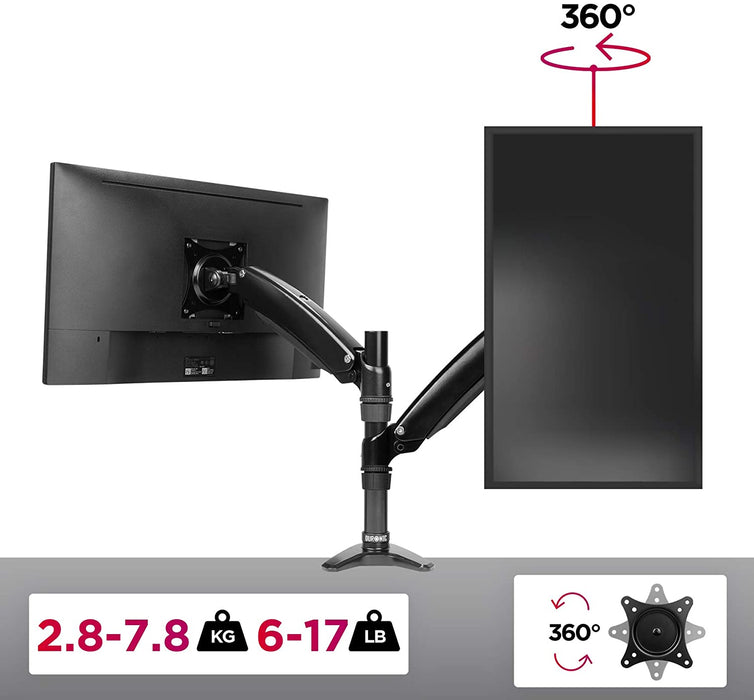 Duronic DM551X1 BK Braccio per un monitor da 15 a 27 pollici | Supporto per schermo singolo | Inclinabile e altezza facilmente regolabile | VESA 75 100 | Supporto monitor PC ergonomico con morsetto