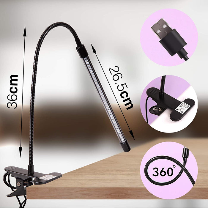 Duronic GLC12 Lampada per piante - 18 lampadine LED rosso e blu a spettro completo 20 W 3 modalità - Lampada per coltivazione indoor pieghevole - 6 livelli di luminosità