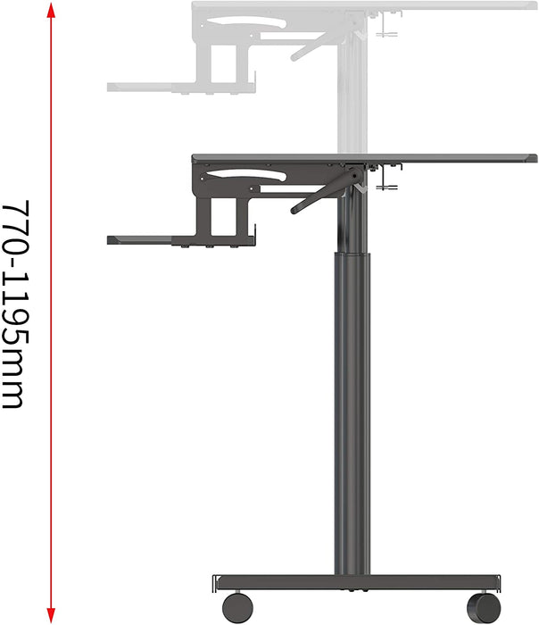 Duronic DM03ST1 BK Postazione di Lavoro  Postazione di Lavoro Portatile - Per Monitor e Notebook con Supporto per Tastiera  Altezza Regolabile 77 - 119.5 cm  Compatibile con Supporti monito Duronic
