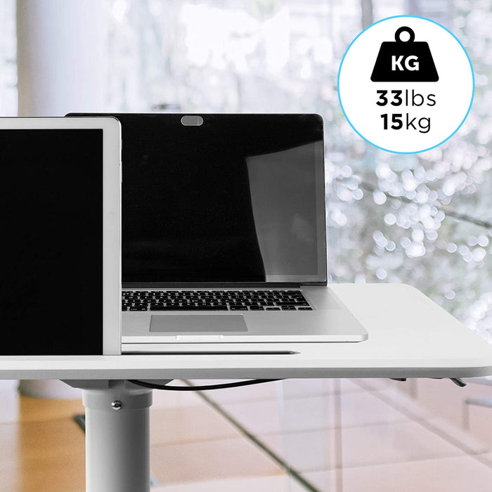 Duronic WPS77 Supporto per proiettore e scrivania ergonomica | Altezza regolabile con maniglia | Piattaforma 71x50 cm | Capacità 15 kg | Tavolo multiuso su ruote | Scrivania portatile per laptop