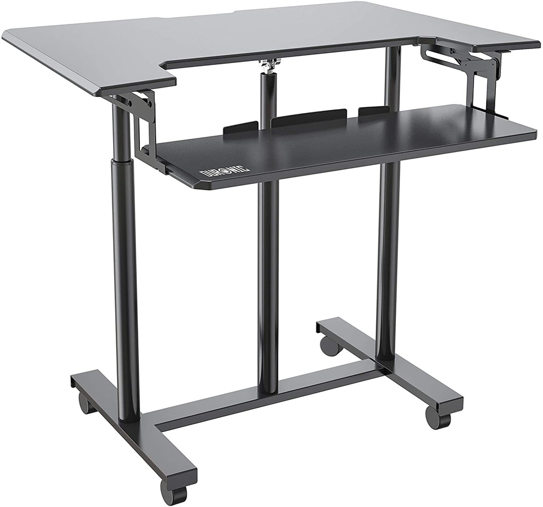 Duronic DM03ST1 BK Postazione di Lavoro  Postazione di Lavoro Portatile - Per Monitor e Notebook con Supporto per Tastiera  Altezza Regolabile 77 - 119.5 cm  Compatibile con Supporti monito Duronic