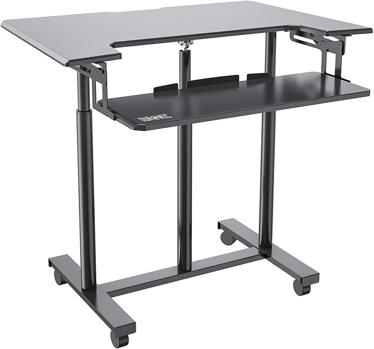 Duronic DM03ST1 BK Postazione di Lavoro  Postazione di Lavoro Portatile - Per Monitor e Notebook con Supporto per Tastiera  Altezza Regolabile 77 - 119.5 cm  Compatibile con Supporti monito Duronic