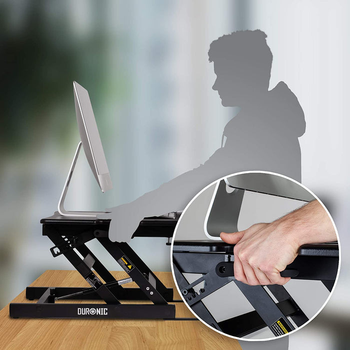 Duronic DM05D18 BK Postazione da lavoro per computer con ampia piattaforma 55 cm scrivania ufficio per pc monitor tastiera altezza regolabile da 15 a 42 cm