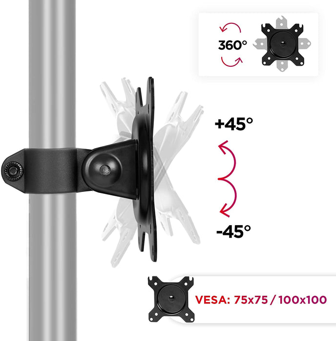 Duronic DM15/DM25 Head attacco per VESA standard - Supporto VESA compatibile con tutte le staffe Duronic - Supporto per schermo PC TV - Ruota 360°, inclina +45°/-45° - Adatto a VESA 75/100