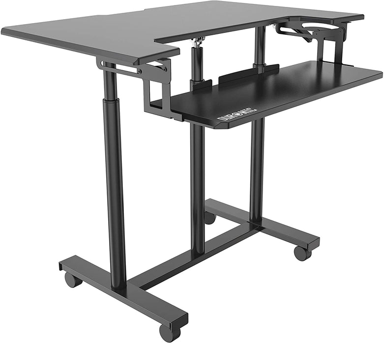 Duronic DM03ST1 BK Postazione di Lavoro  Postazione di Lavoro Portatile - Per Monitor e Notebook con Supporto per Tastiera  Altezza Regolabile 77 - 119.5 cm  Compatibile con Supporti monito Duronic