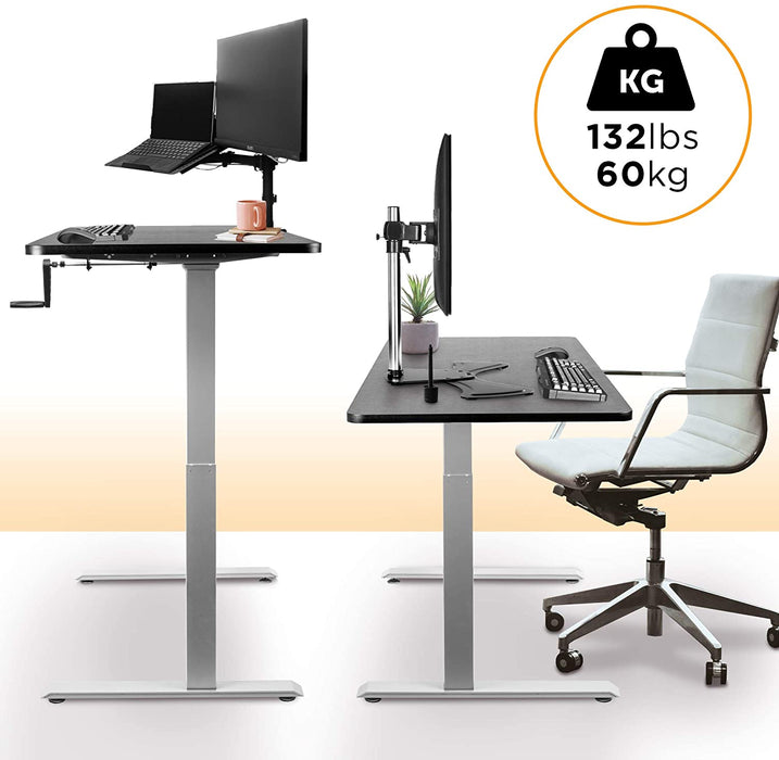 Duronic TM00 GY Telaio per scrivania - Altezza regolabile 71 - 116 cm manuale - Postazione di lavoro ergonomica - 2 Livelli - Robusta e personalizzabile  Argento