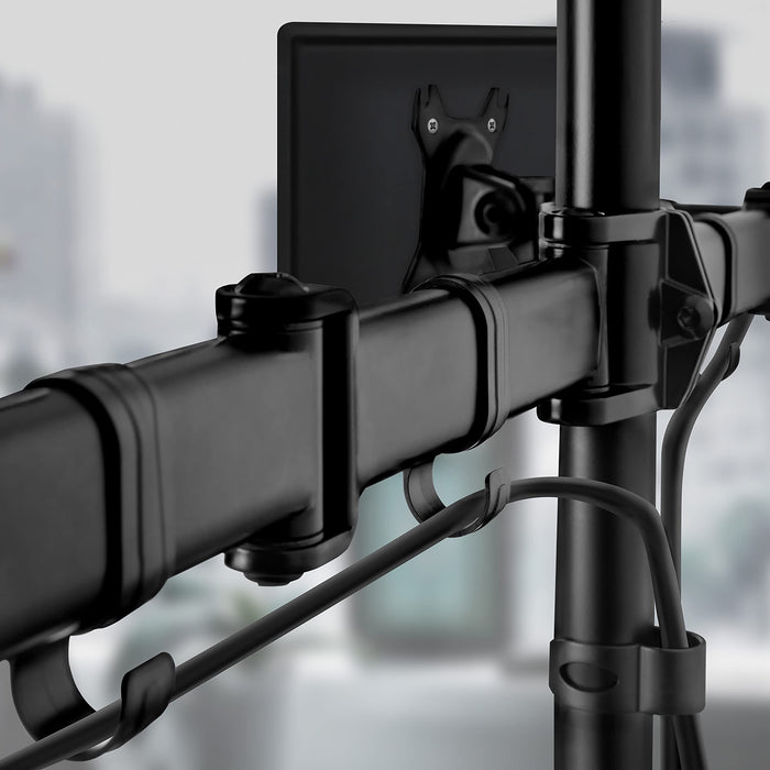 Duronic DM25D2 BK Supporto Monitor doppio per 2 schermi da 13-27 pollici, Braccio monitor PC ergonomico fino 8kg, VESA 75/100mm, regolabile altezza inclinazione girevole, per ufficio casa scuola, nero