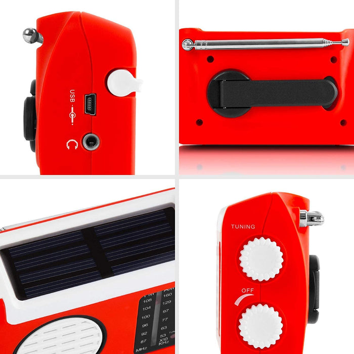 Duronic Hybrid Radio AM/FM - Ricarica solare, USB o dinamo – Jack per cuffie – Portatile – Ideale per emergenze, escursioni, pesca o attività all’aperto