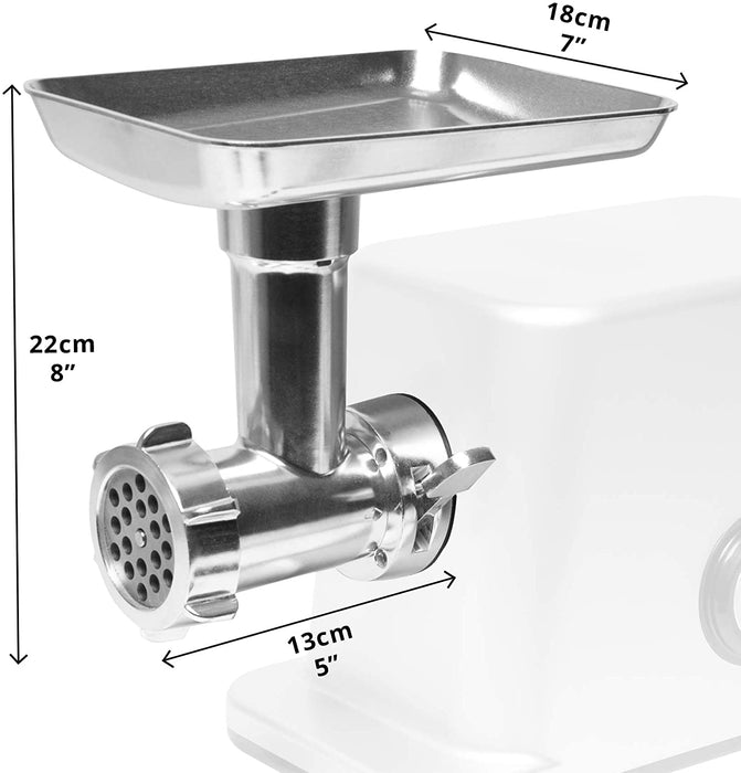 Duronic MG301 Tritacarne in acciaio inossidabile 3000 W  Accessori per salsicce, 3 dischi di macinazione, kibbe  Ideale per creare piatti a base di carne o verdure (hamburger vegani)