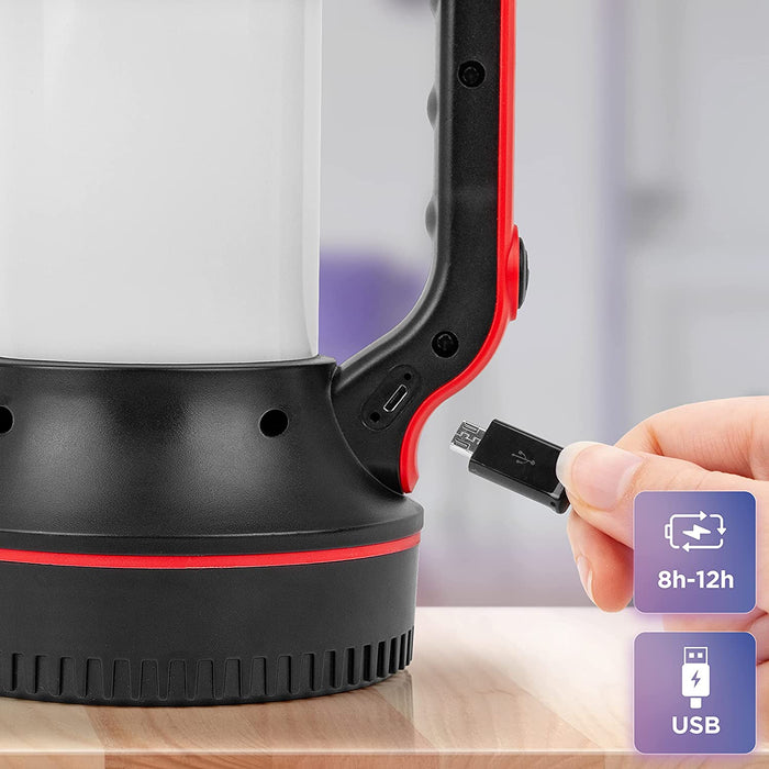 Duronic RL74 Torcia elettrica ricaricabile 2 in 1 | Lampada potente 8W | Torcia 320 Lumen | 17h di utilizzo | Flashlight per Campeggio Trekking Emergenza | Torcia multifunzionale