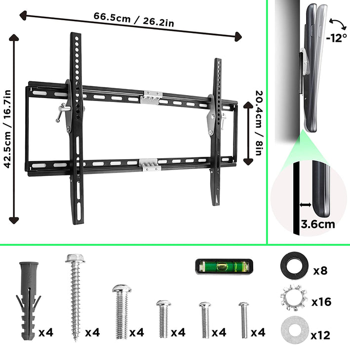 Duronic TVB777 Supporto TV da parte fisso ultra sottile per schermi LED LCD curvi monitor 33 60 portata 40kg compatibile con vesa 600 x 400 mm
